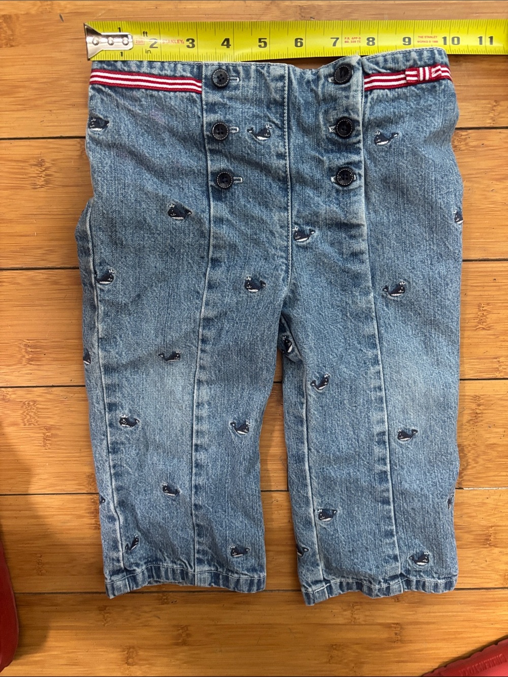 Toddler Whale-Embroidered Denim Jeans with Stripe Waist - Picture 5 of 14